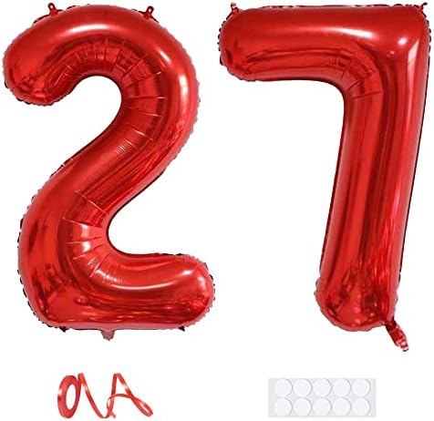 Балони с номер 27 Xihuimay, 40-инчов Цифров Балон, Азбука, 27 Балони за рождения Ден, Цифра, 27 Хелий балон, Големи балони