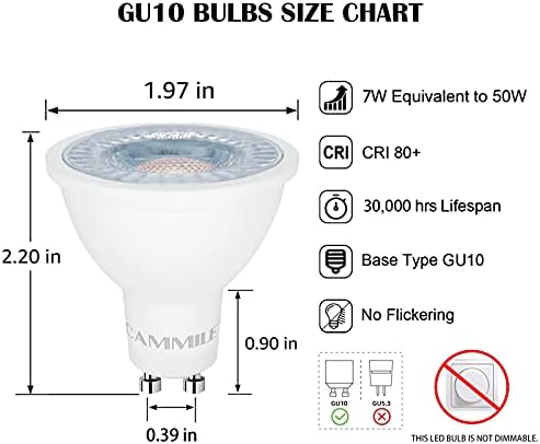Led лампи CAMMILE GU10, Галогенный еквивалент на 50 W, Без регулиране на яркостта, Дневен Бял Естествена светлина 5000
