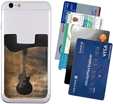 Музикален Китара Калъф за Телефон, Държач за карти, Изкуствена Кожа, Самоклеящийся калъф за кредитни карти ID за задния панел на смартфона е с размер 2,4x3,5 Инча