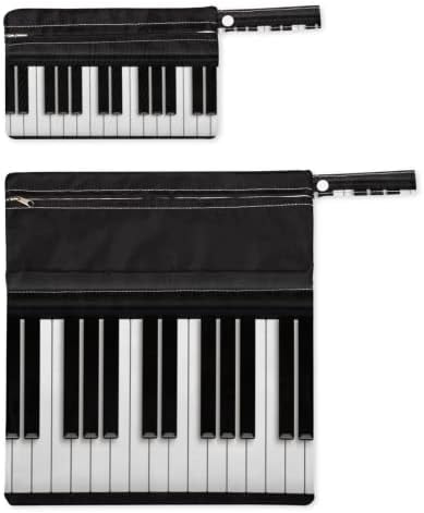 Черен Дизайн на клавиатурата на Пиано, е Мокра Суха чанта, 2 опаковка с цип, Музикална Тъканта, Чанта за Памперси, Чанта-Органайзер,