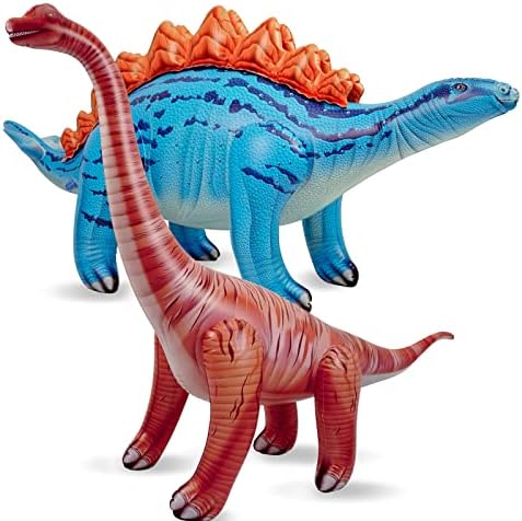 2 Опаковки Голям надуваем динозавър за парти в чест на рождения ден, надуваеми украшения за рождения ден на динозавъра, Гигантски динозавър, играчка-топка за момчет
