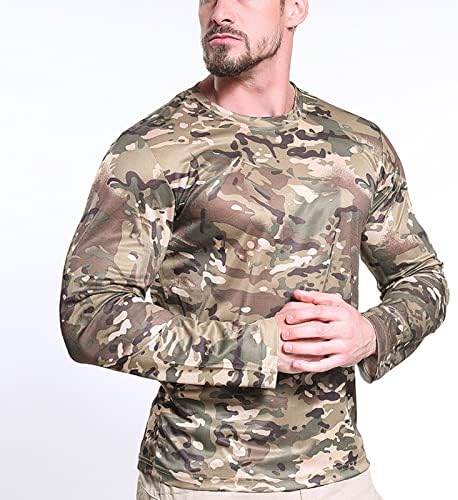 Мъжки t-shirt, Модни Градинска тениска С дълъг ръкав, Дишаща Военна Тренировочная Камуфляжная Дрехи За Езда