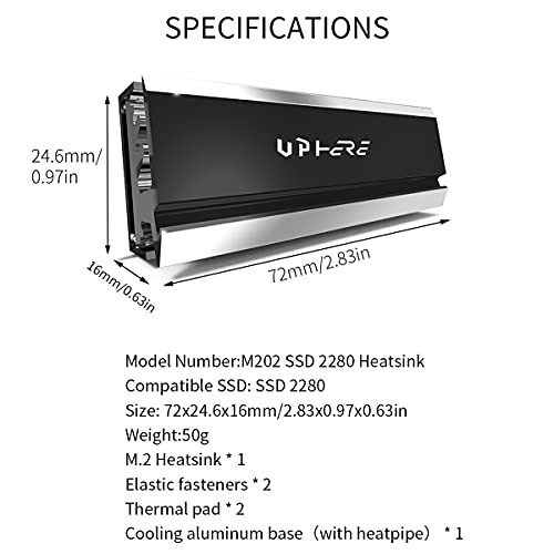 upHere heatpipe M2 Радиатор Мед SSD Охладител 2280 Твърд диск M. 2 Радиатора NVME NGFF PCI-E Алуминиев M2 Охлаждаща поставка,
