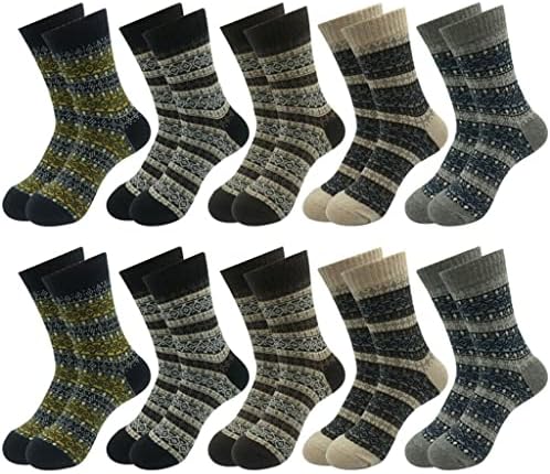 LXXSH 10 Чифта/Лот, Вълнени Чорапи За Мъже, Ежедневни Зимни Топли Кашмир Удобни Чорапи, Мъжки Подарък за Съпруга си, Баща си