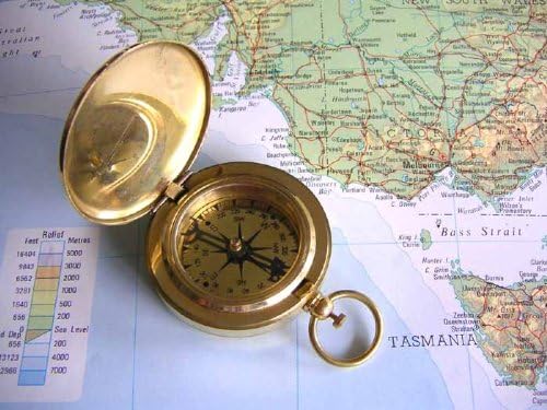 Невероятно красив джобен компас с панти капак от лъскав месинг Ross London в морски стил. Морски / Разузнавач / туризъм