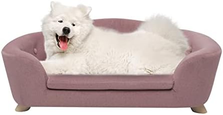 SHAVI Pink Пет Sofa 35 Широк Кученце диван за големи кучета, диван-легло за кучета Принцеса с ниска облегалка, Диван