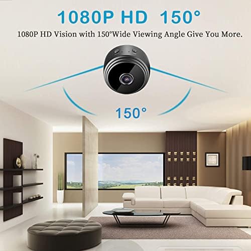 1080P Безжичен 2.4 GH WiFi, Камера за сигурност, с обектив 150 °, Нощно виждане, с двупосочна видео и гласови разговори, запис на SD карта (не е включена в комплекта), за домашно