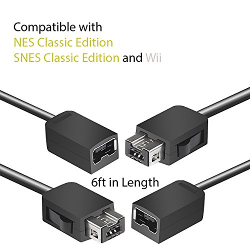 2 Комплекта 6-крак удлинительных кабели контролер за Nintendo NES, SNES Classic Edition с премиальным 6-футовым кабел