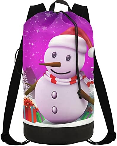 Снежен човек е Весел Коледен Чанта За Дрехи Пътен Раница за Пране на Дрехи с Регулируема Каишка Миещи Тежки Големи Чанти