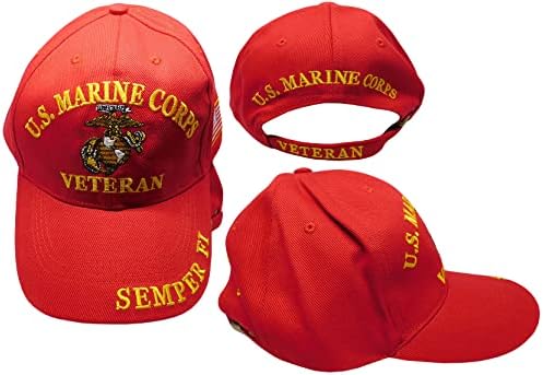 Ветеран от морската пехота на EGA Semper Fi Червен Памучен бейзболна шапка С Регулируема Бродерия, Официално Лицензирана CP00313