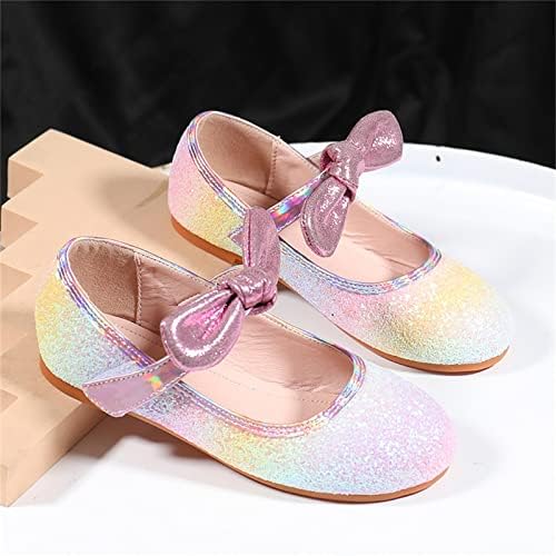 Qvkarw/ Детски обувки; Модни обувки на Принцесата на равна подметка с лък и Перли; Детска Мека Подметка; Малки Кожени Желейные обувки за малки момичета (розово, 11 малки ?