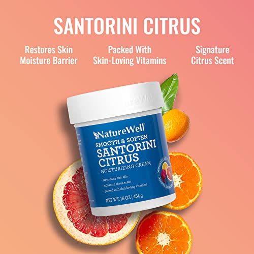Хидратиращ крем NATURE WELL Santorini Citrus Smooth & Soften за лице, тяло и ръце, богати на полезни за кожата витамини и хранителни вещества, Луксозно крем и интензивно хидратиращ, 16 г?