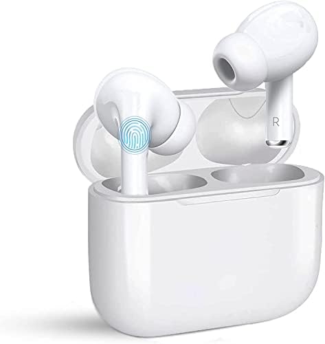 Безжични Слушалки, Шумоподавляющие Bluetooth-слушалки V5.3 Стерео IPX7 Водоустойчив Спортни Bluetooth-слушалки-втулки с мини-калъф за зареждане и вграден микрофон Бял цвят