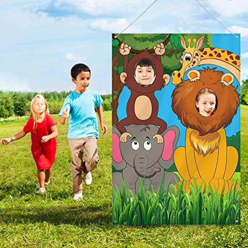 Украса на парти по случай рождения Ден на Сафари в джунгла с Диви животни, Голям Текстилен Банер на фона на Врата с Изображение