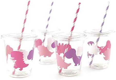За еднократна употреба Чаши за парти с розов Динозавром (12 комплекта) за рождения Ден момичета или в Душата на детето