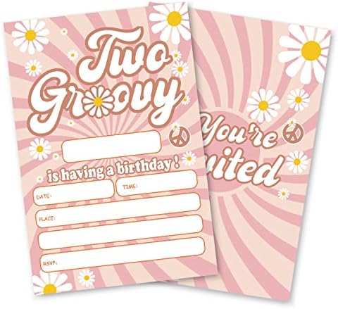 GOXFOC Два Розови Луксозни Покани на Парти в чест на рождения Ден в Пликове, 20 Опаковки, Детски Покани, Картички в стил