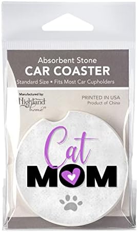 CounterArt Cat Mom 1 Опаковка Абсорбираща Каменна Поставка за автомобилен поставки за чаши след Диаметър 2,6 инча, Изработен в САЩ