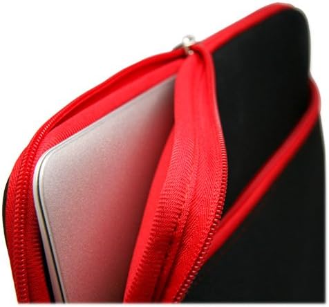 Калъф BoxWave за Alcatel 1T 10 (Case by BoxWave) - Мек гащеризон с джоб, Мека чанта, Неопреновый чанта, Джоб на ръкава за Alcatel 1T 10 - Черно jet black с червена тапицерия