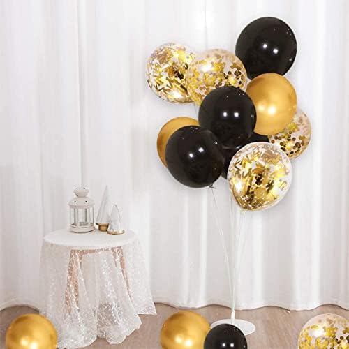Балони от Черното Злато, 60 Опаковки 12-Цолови Черни Метални Хромирани Златни Латексови Балони със Златен Конфети Балон за Мъже, Жени, Рожден Ден, Сватба Детски Душ Че
