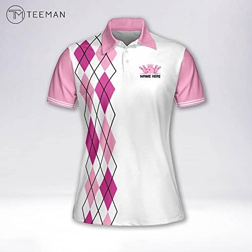 TEEMAN Персонални 3D Розови Ризи за Боулинг за жени, по Поръчка на Забавни Тениски, Женски Отбор по Боулинг с Къс Ръкав