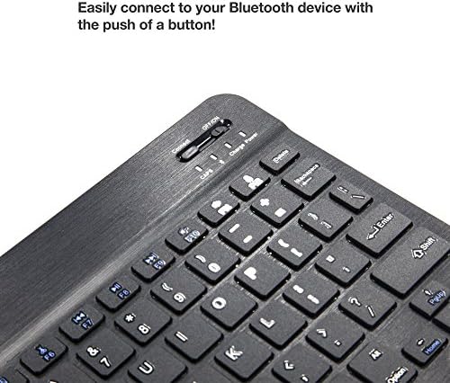 Клавиатурата на BoxWave, съвместима с клавиатура Lilliput PC-1010 - SlimKeys Bluetooth, Преносима клавиатура с вградени команди за Lilliput PC-1010 - Jet Black