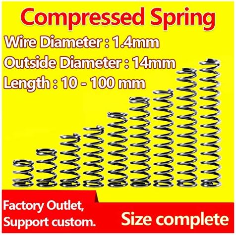 Пружина компресия ADIOLI Пружина компресия Диаметър система за компресиране на 1,4 мм, външен диаметър 14 мм Пружина освобождаване Возвратная пружина (Размер: 100 mm (5 бр.))