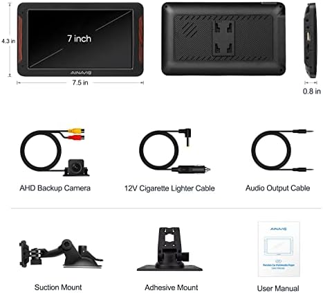 Джобно Автомобилното радио AINAVIGO с Apple Carplay и Android Auto Безжична Автомобилна стерео система със сензорен екран 7 инча, Bluetooth и камера гръб, GPS-навигация, Огледална връзка,