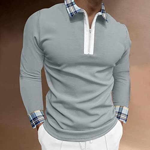 Мъжки ризи Поло ZDDO за голф, Модерни Работни Върхове с Цветни Блокчета в Лоскутную Карирани и Шарени, Обикновен, намаляване, с отложным яка, За тренировки