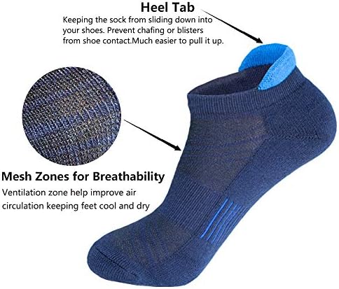 Мъжки спортни чорапи с ниско деколте на Щиколотке, Меки Дишащи памучни чорапи за бягане Sport Tab (5 опаковки)