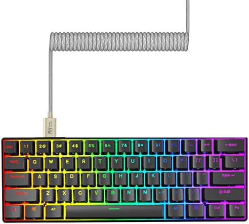 Комплект кабелна RGB-механична клавиатура на NEDYALKO ROYAL KLUDGE със спираловиден Кабел за клавиатура (сива)