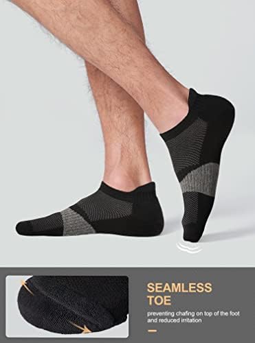 CS CELERSPORT 12 Чифта Чорапи за бягане на глезените, Спортни чорапи с дълбоко деколте върху възглавницата, Черни * 6 + Черно-Сив * 6, X-Large