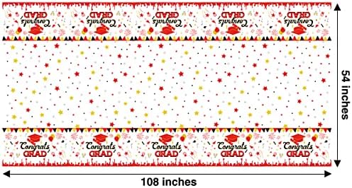 Funmemoir, 2 опаковки Абитуриентски Покривки, Червени, 54 x 108, за Еднократна употреба Покривки за правоъгълни маси, Непромокаеми Пластмасови Украси за маса на Бала през 202