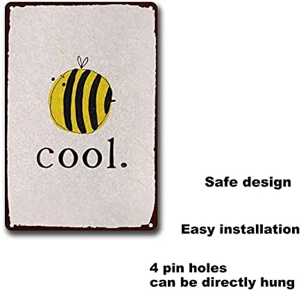 Лидице Знак Bee Cool Art Принт Акварел Bumblebee Стенно Изкуство за Детска Спалня с Модерен Декор на Детска Стая за Деца • Изкуство за печат • Тема на пчелния детска Метална