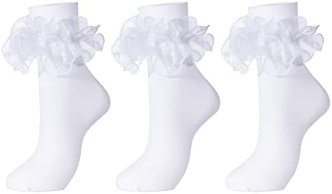 Дамски чорапи Dicry с големи рюшами и двойна дантелен маншет (Размер 9-11, 3 чифта)