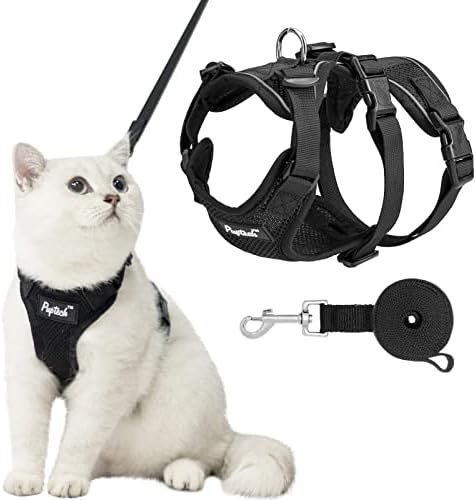 Комплект котешки колан и каишка PUPTECK, който предпазва от бягство, за разходки, Дишане Жилетка от Пюре, Регулируем
