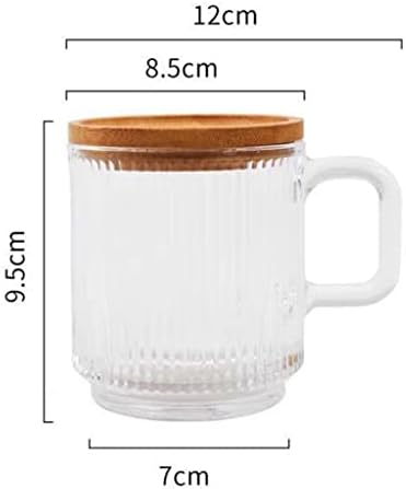 SEIJY Шарени Стъклена Чаша С дръжка, Бамбук корица, Прозрачна Чаша за Чай с Мляко, висока температура Кафеена Чаша, Чаша за Вода, Кухненски Чаши за пиене (Цвят: B размер: