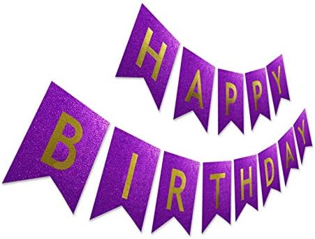 Блестящ банер за рожден ден, лилаво знак честит рожден Ден, предварително опъната сверкающая златна буква за парти