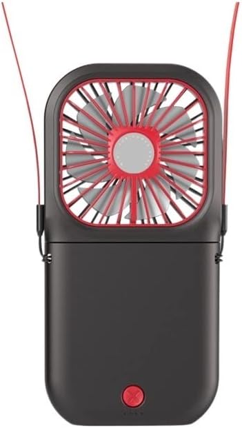 Ръчно фен Мини ултра тънък Сгъваем Портативен Окачен на Шийката на Вентилатор USB Зареждане Окачен на Шийката на вентилатор Цвят: черен F200)