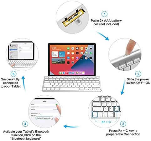Клавиатура OMOTON за iPad с плъзгаща се стойка, Ультратонкая Bluetooth клавиатура за iPad Air 4-то поколение 10.9, iPad 10.2 (9th / 8th / 7th Gen), iPad Mini и други устройства [Подвижните поставки НЕ