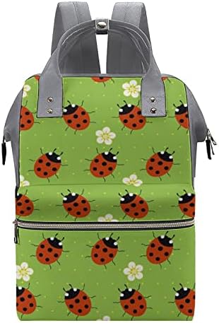 Ladybugs с Цветя Чанта за Памперси Раница Водоустойчива Чанта за Майките Раница с Голям Капацитет