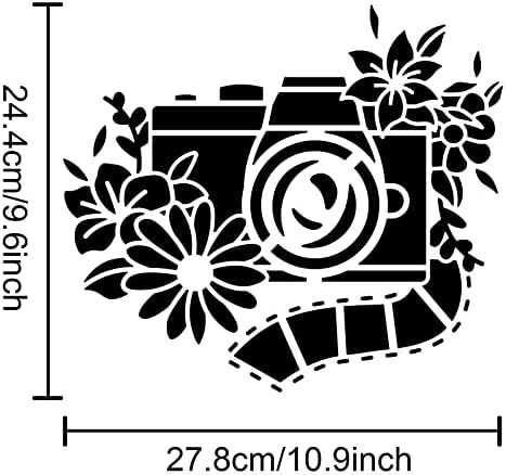 MAYJOYDIY Шаблони за камера за рисуване Цветен Шаблон за камерата 11,8 × 11,8 Инча Пластмасов Шаблон Шаблон за Изготвяне на Дървена Стена Картичка САМ Фигура Живопис Заная?