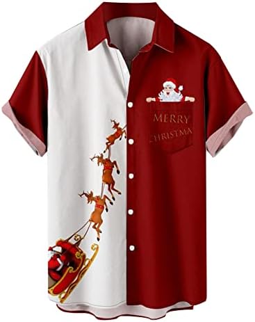 Мъжки Коледен Подарък на дядо коледа в Различни Цветове С 3D Дигитален Печат, Копчета С Ревери, Риза С Къс Ръкав, Тениска,