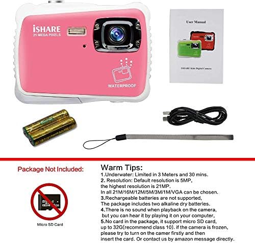 Подводна камера 21MP HD Водоустойчив Цифров фотоапарат за деца с 2.0 LCD дисплей, 8-кратно цифрово увеличение, светкавица