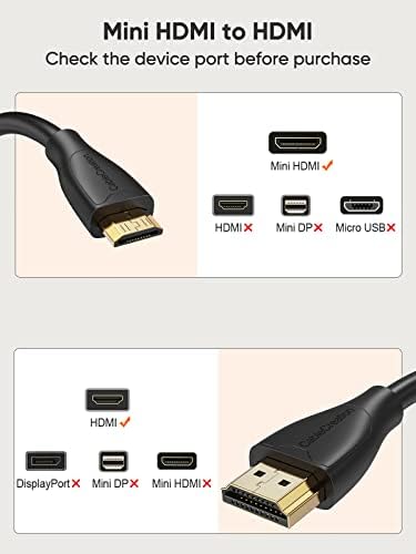 CableCreation Mini HDMI-HDMI, 4K, HDMI-Mini HDMI Двупосочни Високоскоростен адаптер за видео карти, HDTV, таблет, камера,