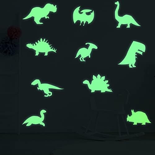 40x Светещи в Тъмното Динозавър Стенен Интериор на Стаята Стикер - Динозаврите Арт Момче Тийнейджър Дете Светещ Стикер