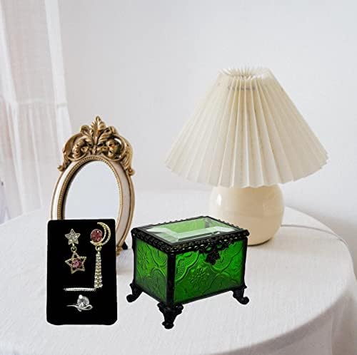 Луксозна Малка Декоративна Ковчег От Зелено Стъкло На Паметта, Винтажное Украса За Подаръци На Момичетата И Дамите
