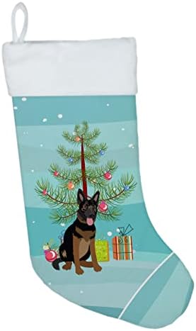 Съкровищата на Каролина WDK3057CS Немска Овчарка в два цвята Коледни Чорапи, Чорапи За Висящи пред Камината, Коледен