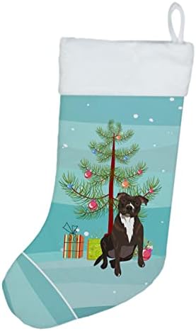 Съкровищата на Каролина WDK3109CS Питбул Тигрови 2 Коледни Чорапи, Чорапи за висящи пред Камината, Коледен Сезон декорация