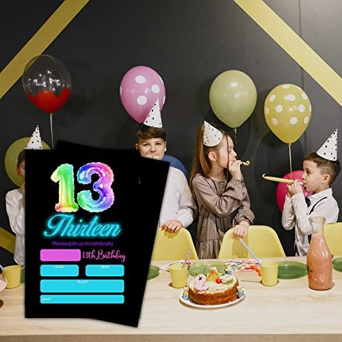 Неоново покана на парти в чест на 13-годишнината от TIOFUNO (4 X 6), заполняемые Покани За момчета и момичета - 20 на