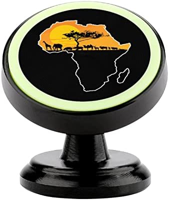 Африкански Животни Над Картата на Африка Магнитен Държач за Телефон Регулируема Магнитно Закрепване за Мобилен Телефон